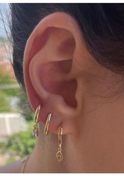 Gümüş Üzeri Rodyum Kaplama Yarım Halka J Küpe fiyatları