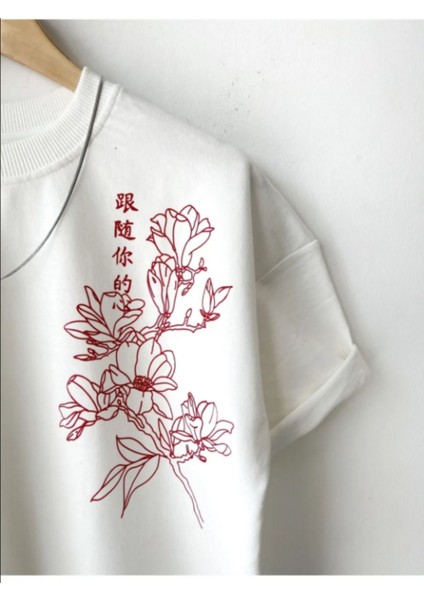 Japanflower Tasarım Baskılı Basic Oversize T-Shirt