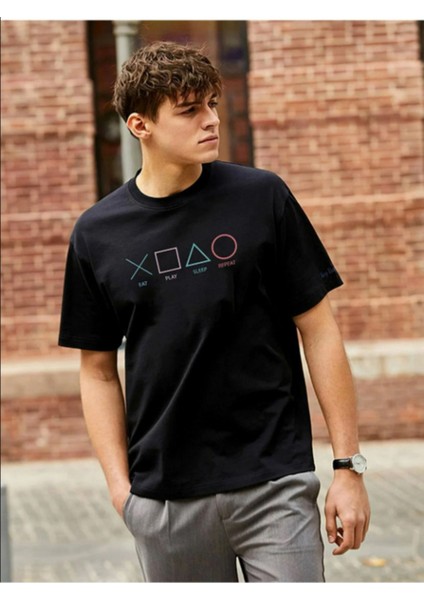 Game Pad Control Baskılı Oversize Tshirt Unısex