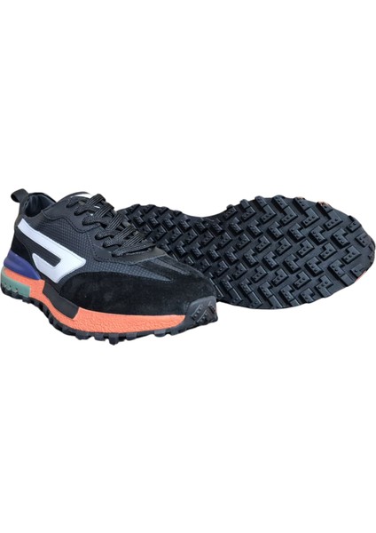 Dynamic Trek Siyah Turuncu Erkek Spor Ayakkabı– Günlük Rahat Süet Sneaker