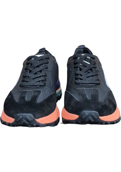 Dynamic Trek Siyah Turuncu Erkek Spor Ayakkabı– Günlük Rahat Süet Sneaker