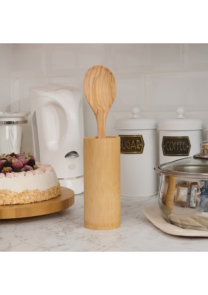 Zeytin Ağacı Geniş Servis Kaşığı - Açık Kahverengi - 30 cm modelleri