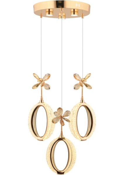 Istanbul Avize Zeus 3'lü Gold Kumandalı 3 Renk Ledli Modern LED Avize