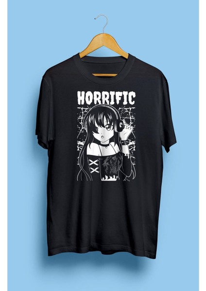 Unisex Kulaklık Müzik Genç Kız Çocuk Anime Tasarım Baskılı Oversıze Tshırt