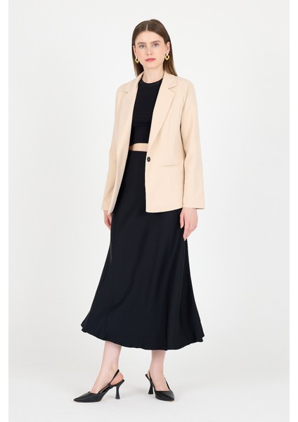 Bej Tek Düğmeli Klasik Kebem Blazer Ceket 4612A modelleri