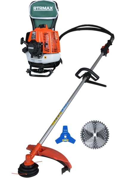 RTM9640 Benzinli Sırt Tipi Tırpan 63Cc 3.0Hp (Tırpan Bıçağı,Misina Başlığı,Tırpan Testeresi Hediye)