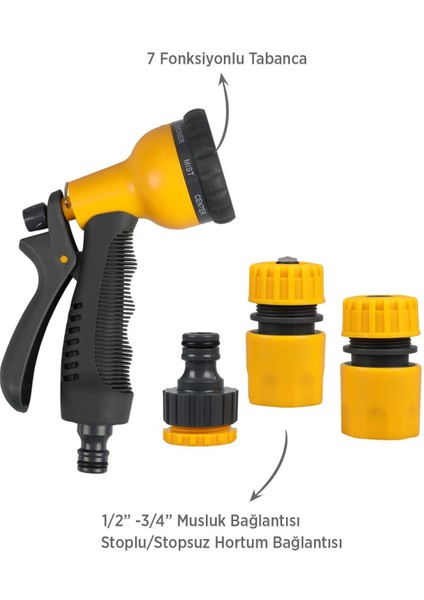 RHG1003 Multi Ayarlı Sprey Tabanca - 7 Fonksiyonlu - 3 Aparatlı