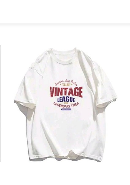 Beyaz Vintage Baskılı T-Shirt fiyatları