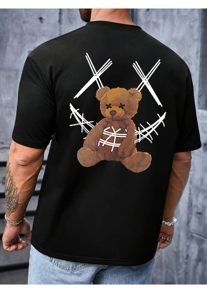 Unisex Teddy Ayıcık Baskılı Oversize %100 Pamuk T-Shirt