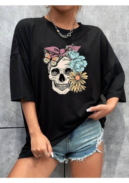 Unisex Baskılı Oversize %100 Pamuk T-Shirt