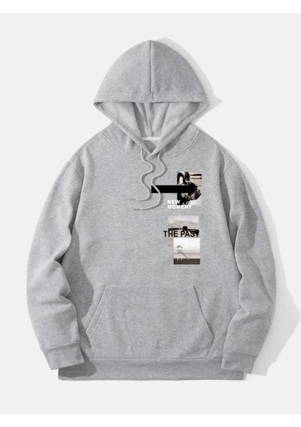 Unisex The Past Baskılı Oversize Sweatshirt Hoodie