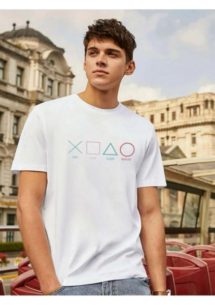 Game Pad Control Baskılı Oversize Tshirt Unısex