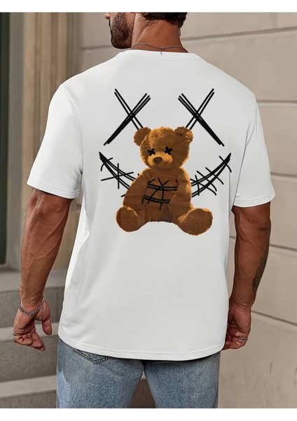 Unisex Teddy Ayıcık Baskılı Oversize %100 Pamuk T-Shirt