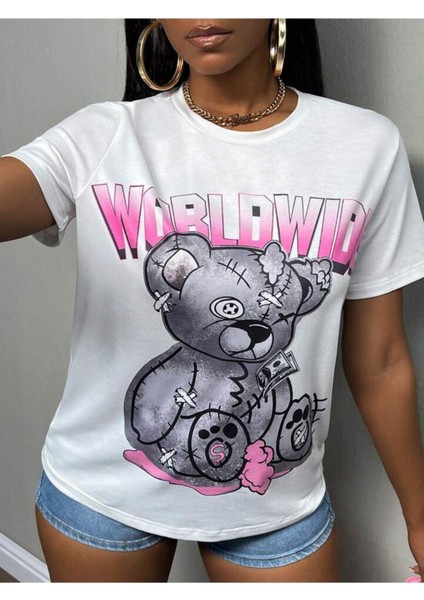 Unisex This Way Baskılı Oversize %100 Pamuk T-Shirt