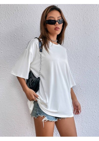 Unisex Beyaz Positive Baskılı Oversize %100 Pamuk T-Shirt fiyatları