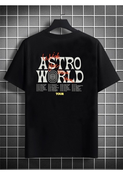 Hiphop Astro World Baskılı Unisex Oversize T-Shirt