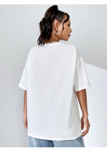 Unisex Attıtude Teddy Baskılı Oversize %100 Pamuk T-Shirt
