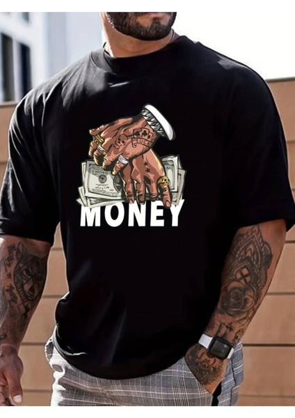 Unisex Money Baskılı Oversize %100 Pamuk T-Shirt