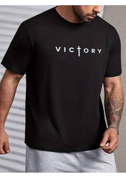 Unisex Victory Baskılı Oversize %100 Pamuk T-Shirt