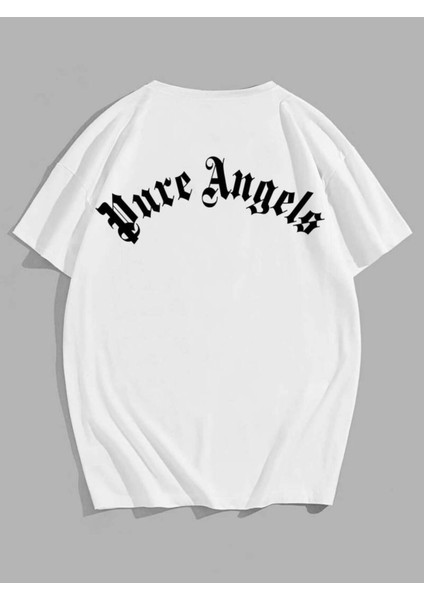 Unisex Pure Angels Baskılı Oversize %100 Pamuk T-Shirt