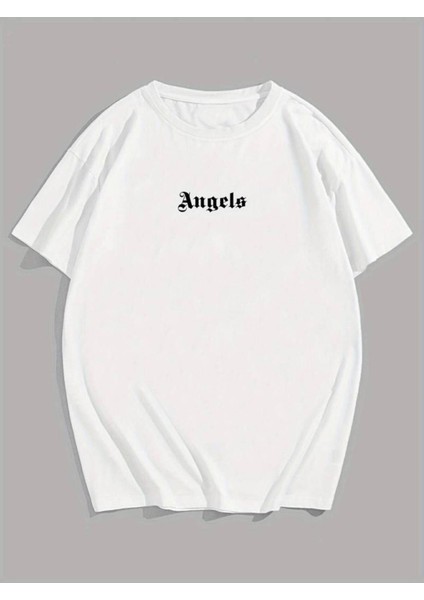 Unisex Pure Angels Baskılı Oversize %100 Pamuk T-Shirt