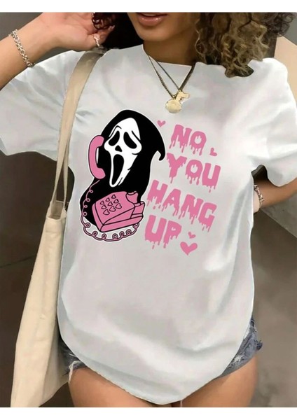 Unisex Hang Up Baskılı Oversize %100 Pamuk T-Shirt