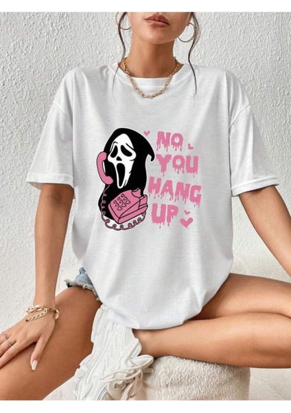 Unisex Hang Up Baskılı Oversize %100 Pamuk T-Shirt