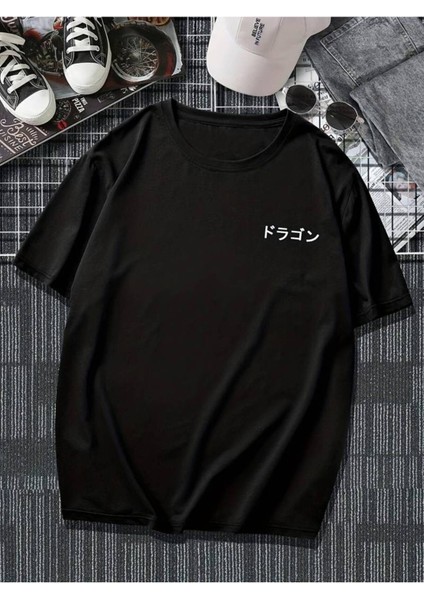 Unisex Dragon Baskılı Oversize %100 Pamuk T-Shirt fiyatları