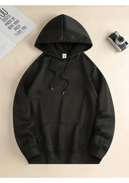 Unisex Stare Baskılı Oversize Kapüşonlu Sweatshirt Hoodie