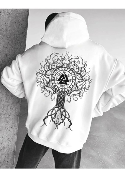 Unisex Tasarım Baskılı Oversize Pamuklu Sweatshirt