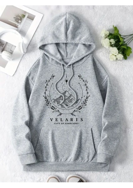 Unisex Velaris Baskılı Oversize Sweatshirt Hoodie