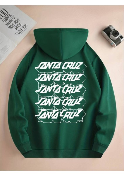 Unisex Santa Cruz Baskılı Oversize Sweatshirt Hoodie