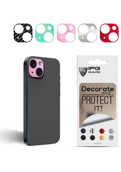 iPhone 15/15 Plus Arka Kamera Dekoratif Sticker Koruyucu Set – 5 Renk, Çizilmeye Dayanıklı Kamera Koruyucu