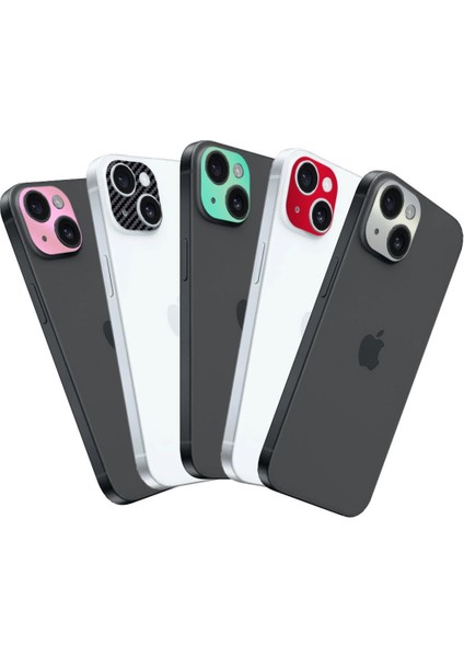 iPhone 15/15 Plus Arka Kamera Dekoratif Sticker Koruyucu Set – 5 Renk, Çizilmeye Dayanıklı Kamera Koruyucu fırsatları