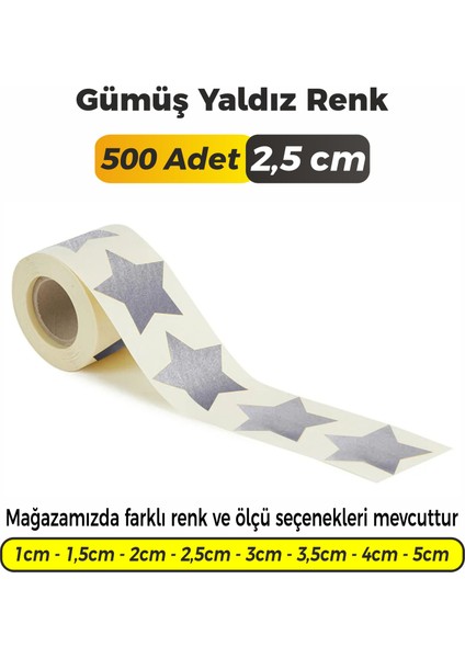Yıldız Kesimli Gümüş Yaldız Çok Amaçlı Etiket 2,5cm (500 Adet)