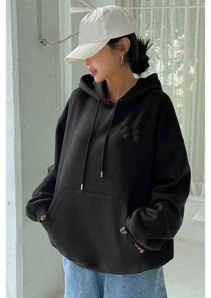 Unisex Yıldız Baskılı Oversize Pamuklu Kışlık Kapüşonlu Sweatshirt Hoodie fiyatları