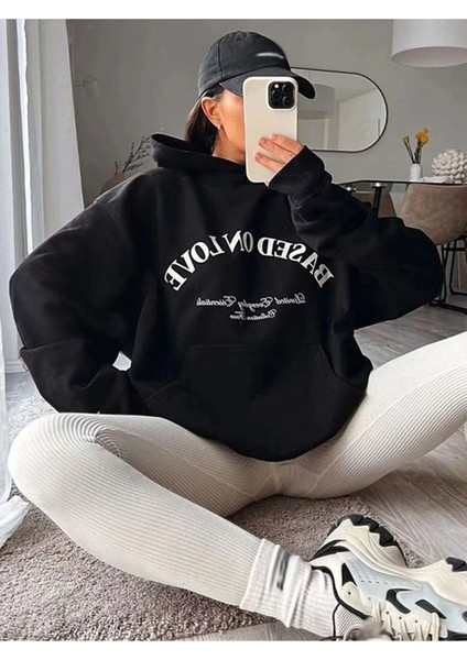 Unisex Based Baskılı Oversize Pamuklu Sweatshirt