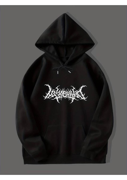 Unisex Gothic Baskılı Oversize Kapüşonlu Sweatshirt Hoodie