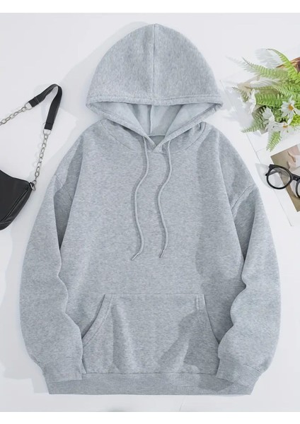Unisex Gri I Ain't Lyin Baskılı Oversize Sweatshirt Hoodie