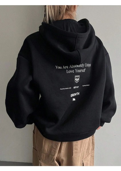Unisex Growth Baskılı Oversize Pamuklu Sweatshirt