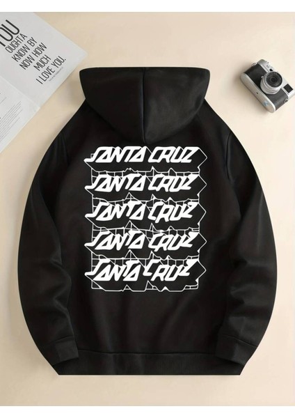 Unisex Santa Cruz Baskılı Oversize Sweatshirt Hoodie
