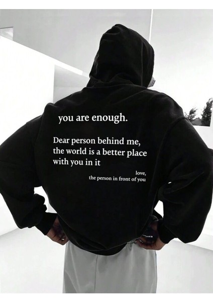 Unisex You Are Enough Baskılı Oversize Sweatshirt Hoodie