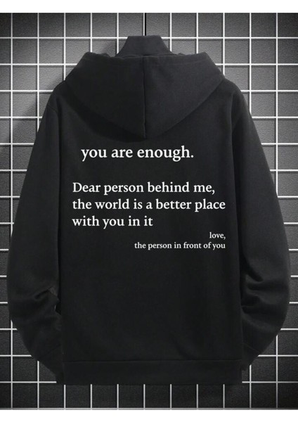 Unisex You Are Enough Baskılı Oversize Sweatshirt Hoodie
