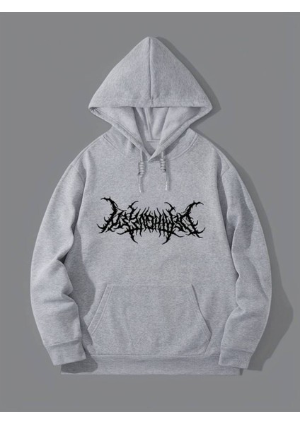 Unisex Gothic Baskılı Oversize Kapüşonlu Sweatshirt Hoodie