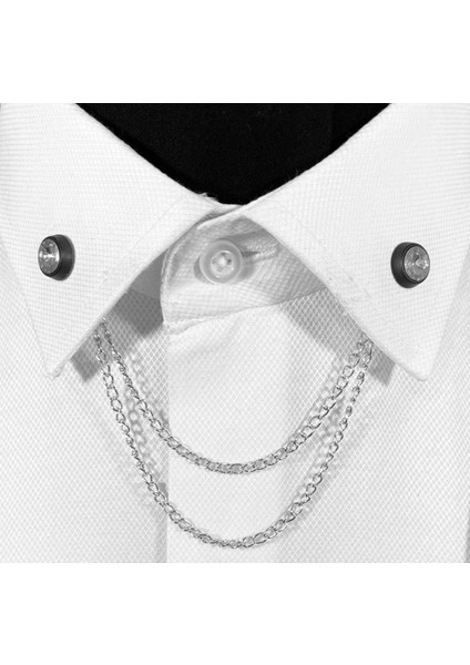 Siyah Çerçeve Içinde Kristal Taşlı Metal Gömlek Yaka Iğnesi Yaka Zinciri modelleri