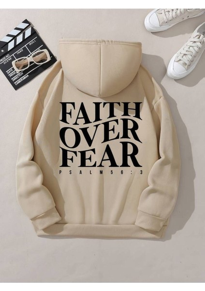 Unisex Faith Baskılı Oversize Sweatshirt Hoodie