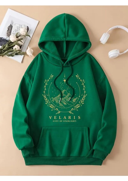 Unisex Velaris Baskılı Oversize Sweatshirt Hoodie