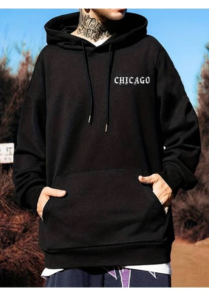 Unisex Chicago Baskılı Oversize Sweatshirt Hoodie fiyatları