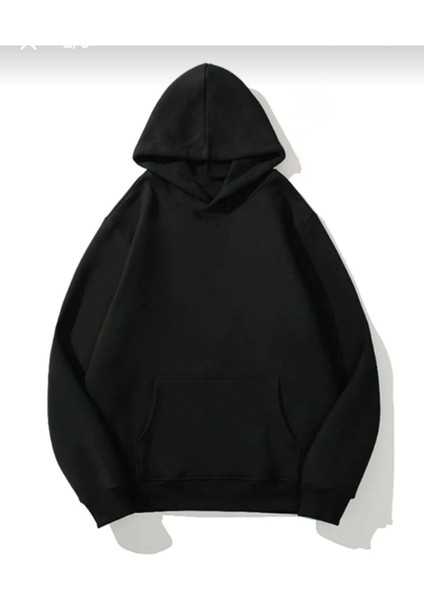 Siyah Kapüşonlu Sweatshirt Arkası Baskılı