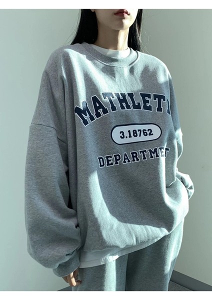 Unisex Math Baskılı Oversize Pamuklu Sweatshirt